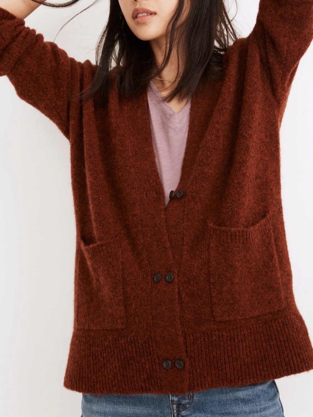 Allston Double-Button Cardigan Sweater - cranberry women’s Small